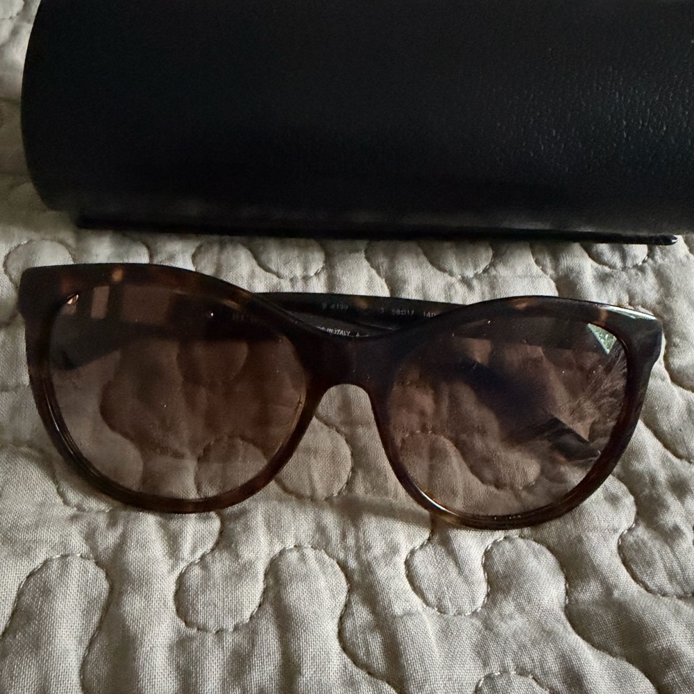 Burberry Tortoise Shell Sunglasses with Striped Arms